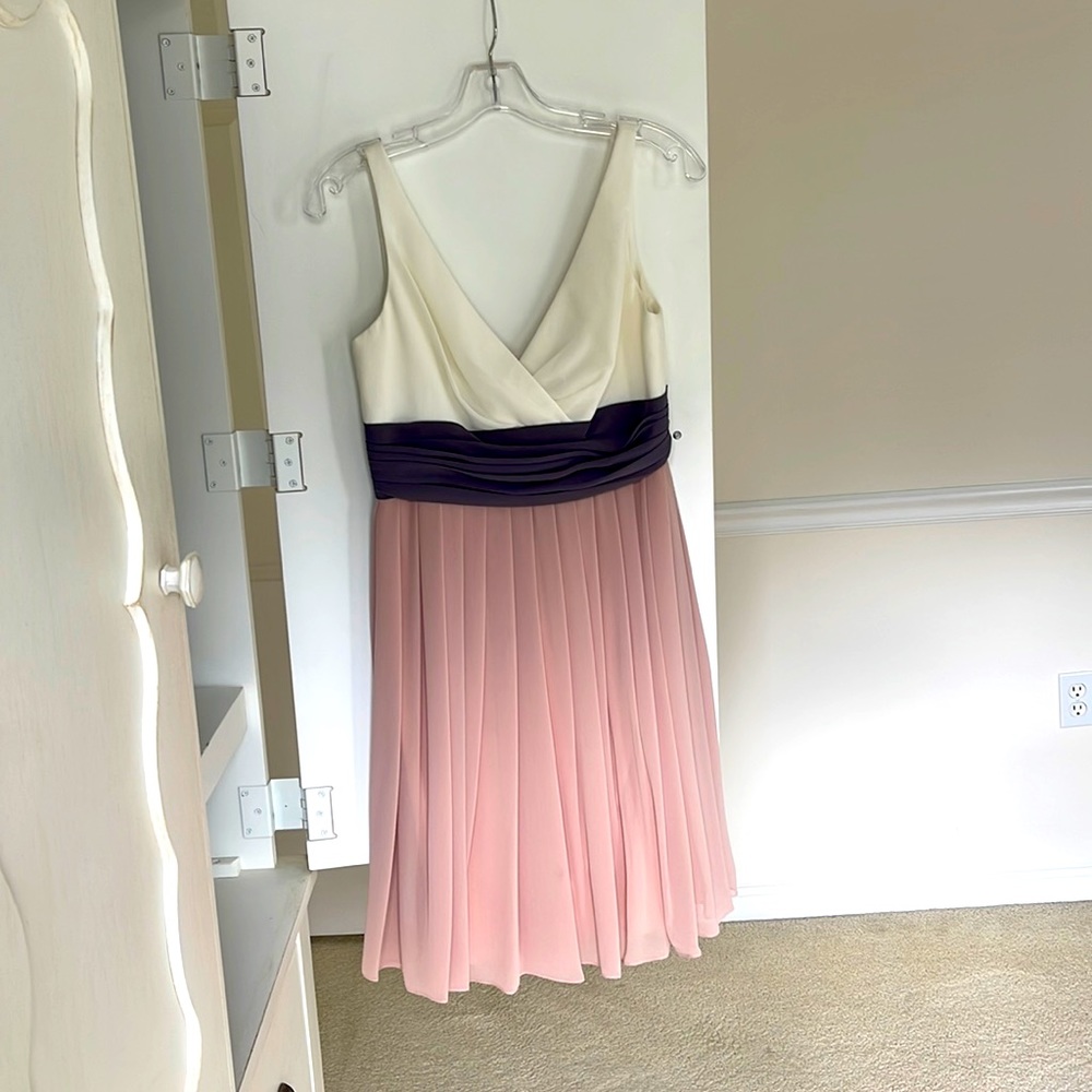 WTOO Bridesmaid Dress. Cream top, purple/gray middle, light pinkish bottom